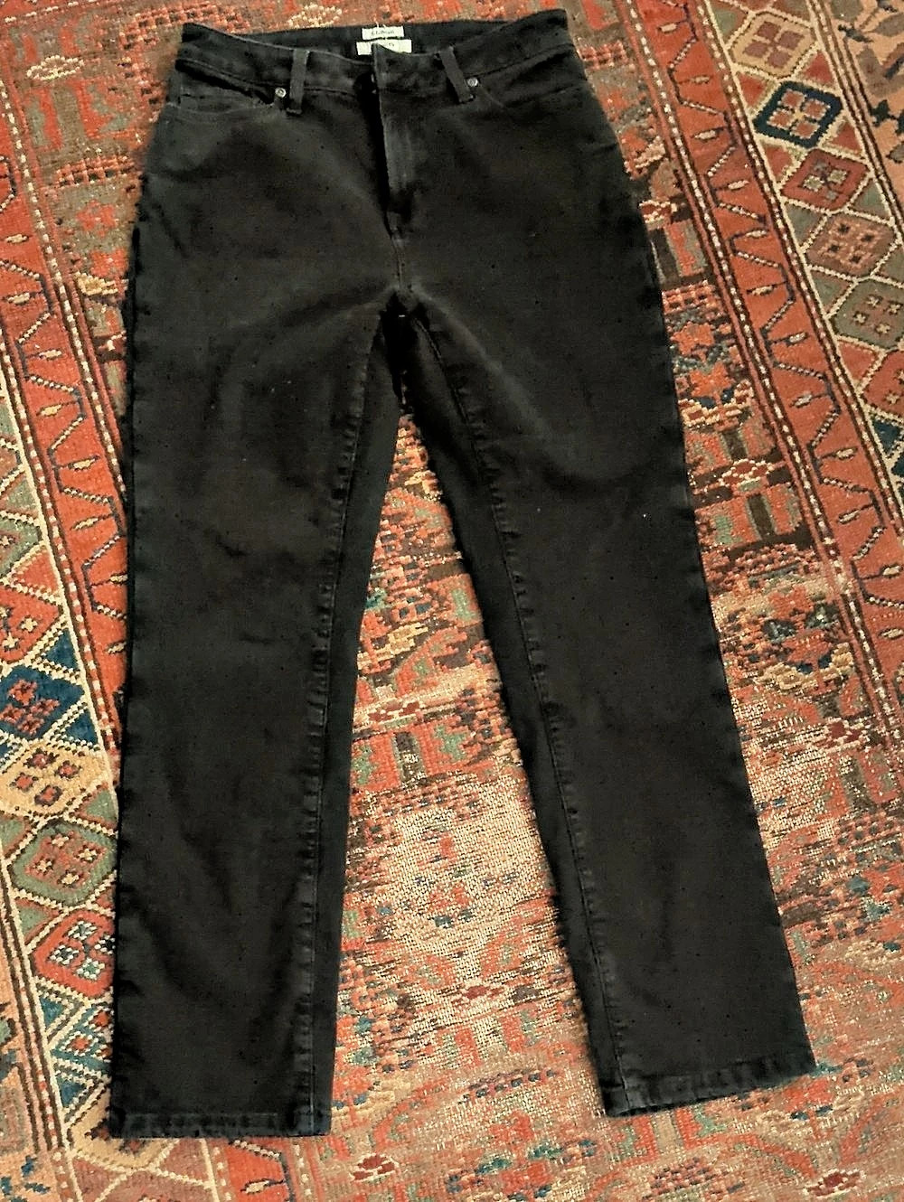L.L.Bean Classic Fit Fleece Lined Jeans Straight Leg Black Jeans Size 8